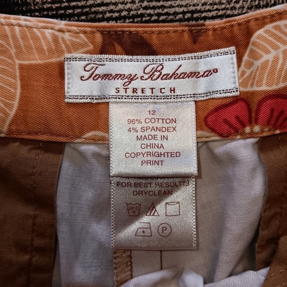 Tommy Bahama Stretch Pants Size 12 TROPICAL TEA PARTY Floral Hawaiian Brown Pink - Picture 5 of 5